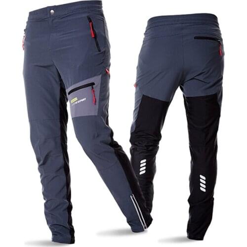 Black Grey Breathable Soft Bicycle Safety Reflective Elastic Waist Pants Spring Autumn Men Cycling Long Pants