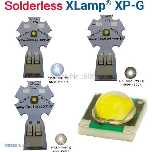 5x Welding Free 5W Cree XPG XP-G High Power LED Emitter Chip Cool White Warm White Neutral White on 20mm Solderless Aluminum PCB