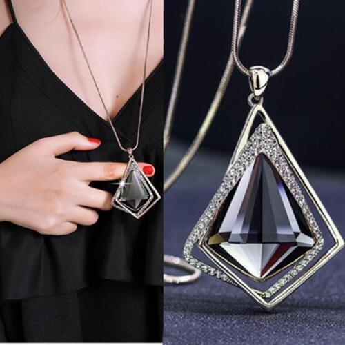 Long Necklaces & Pendants for Women Collier Femme Geometric Polygon Statement Colar Maxi Fashion Crystal Jewelry Bijoux 2019