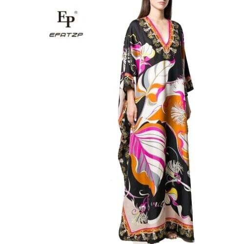 [EFATZP] New Womens Dresses Fertilize and Increase Style Knitted Elastic KAFTAN Fashion black Long Dresses