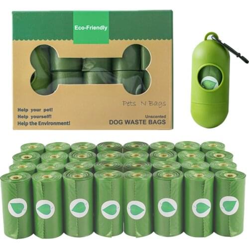 Leak Proof Compostable Scented Waste Bags Biodegradable Dog Poop Bag & Dispenser Outdoor Pet Pooper Trash Garbage Pick Up Bags