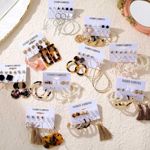 IFMIA Vintage Brincos Womens Earring Drop Earrings Set For Women Gold Silver Color Circle Pearl Acrylic Earrings Dangle Jewelry