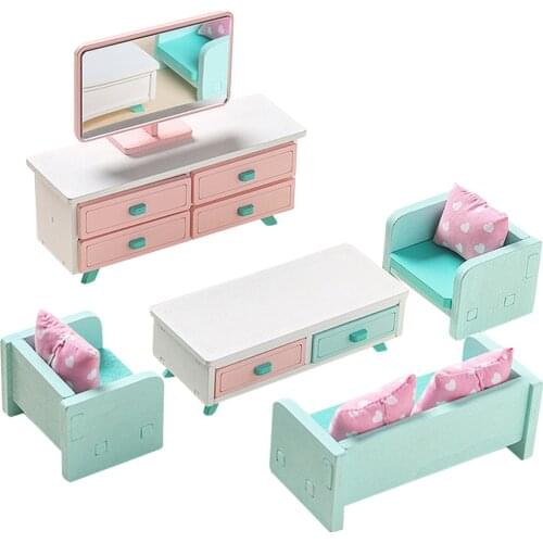 Cupboard Simulation Pretend Play Gift Reusable Wood Miniature Cute Dollhouse Furniture Set Kids Toys Dining Room Accessories DIY