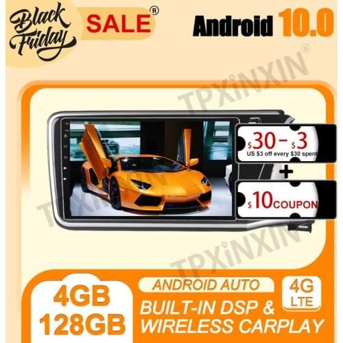 IPS For Honda City 2014-2019 Carplay 4+128G PX6 Android 10.0 Multimedia Player Auto Radio Tape Recorder GPS Navigation Head Unit