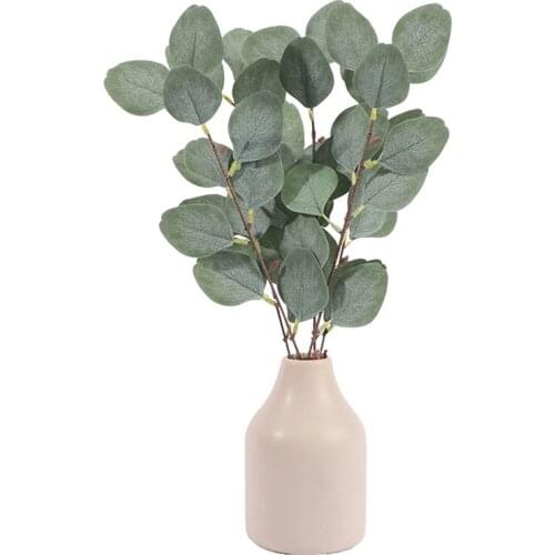 1 Pc Artificial Eucalyptus Leaves Bouquet Fake Plants Dried Flower for Home Decor Wedding Plants Faux Fabric Foliage Room Decor