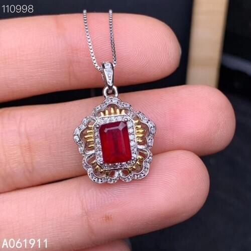 KJJEAXCMY fine jewelry natural ruby 925 sterling silver women pendant necklace chain support test beautiful