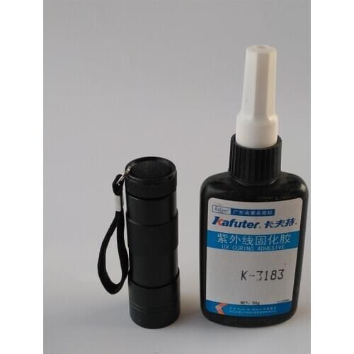 Kafuter 50g K-3183 PCB lead fixing glue +portable UV flashlight glass metal PCB board adhesive UV glue