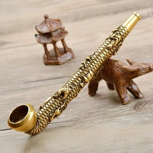 Classical 12 Zodiac Animals Copper Pipes Portable Smoking Pipe Herb Tobacco Pipe Grinder Smoke Mouthpiece Father Husband Gifts