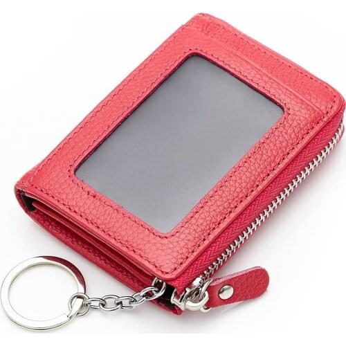 Fashion Wallet Women Genuine Leather Coin Purse Zipper Female Leather Wallet With Coin Pocket Ladies Purses Chain Card Holder