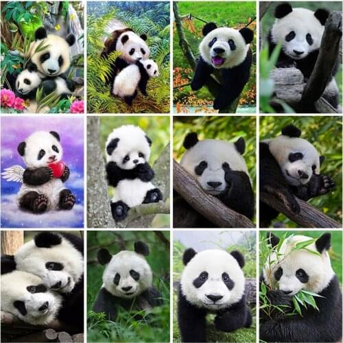DIY Panda 5D Diamond Painting Full Round Drill Animal Diamond Embroidery Cross Stitch Kits Mosaic Wall Art Home Decor