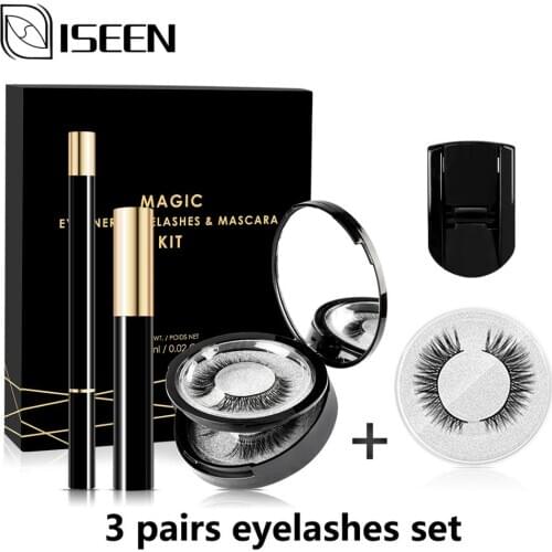 3 pairs eyelashes set for Magic Eyelash Extension No glue Easy to wear Natural long 3D Mink Lashes Sticky Eyeliner makeup