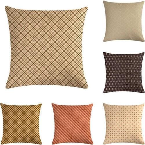 Geometric Red Yellow Brown Striped Cushion Cover Vintage Style Decorative Pillow Covers Chair Sofa Seat Throw Pillows ZY407