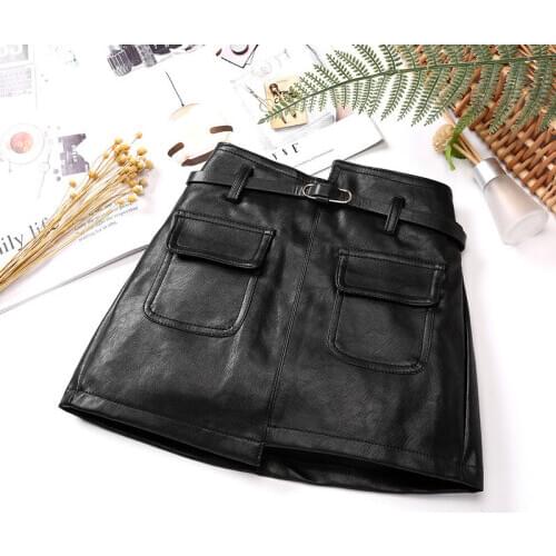 New 2021 Autumn Winter Girl Skirts Kids Pu Leather Skirts New Fashion Princess Skirts Children Casual Clothes for Girls D121