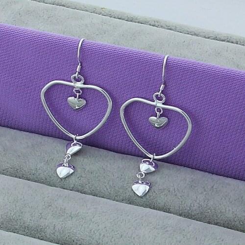 New Arrival 925 Sterling Silver Earrings for Women Heart To Round Drop Earring Minimalist Jewelry