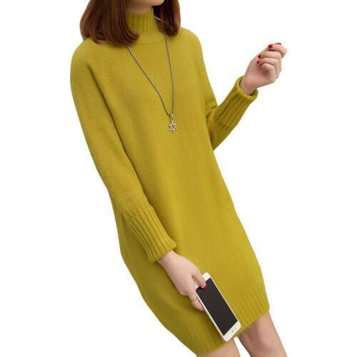 IOQRCJV Winter Womens Warm Sweaters Dresses Soft Long Sleeve Slim Bodycon Casual Dress Sexy Knitted Autumn Dress S98