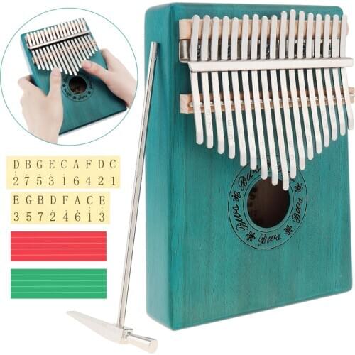Portable 17 Key Kalimba Single Board Mahogany Thumb Piano Mbira Mini Natural Keyboard Instrument with Accessories