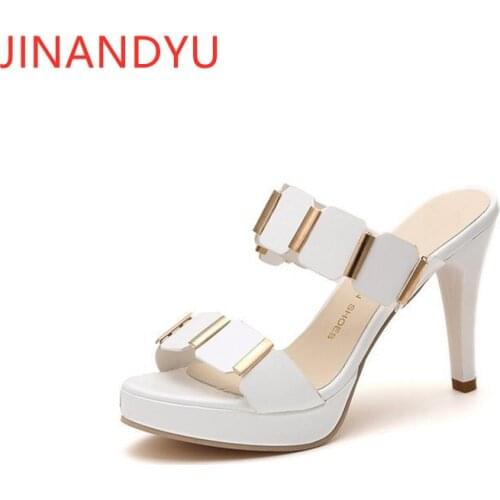 Platform Women Shoes High Heel Summer Sandals Stiletto Heels Black White Sandals Woman Pumps Fashion New Mule Plate Slippers