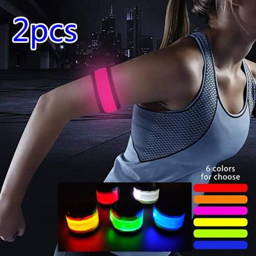 2 Pack Running Light Sports Glowing Safety Cyclists LED Wristbands for Bicycle Bracelets Adjustable Runners Bike Riding Joggers