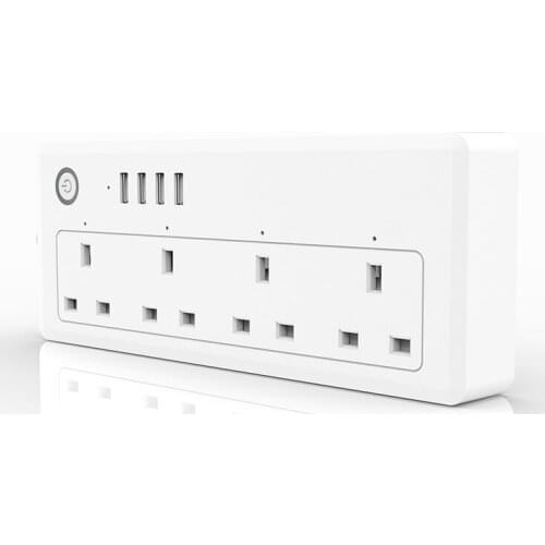 WiFi Power Strip 4 USB Port UK Standard Support Tuya Work With Alexa Google Home