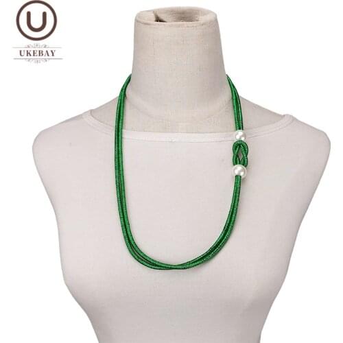UKEBAY New Choker Necklaces Women Handmade Luxury Jewelry Designer Choker Necklace Pearl Accessories Metal Sweater Chain Chokers