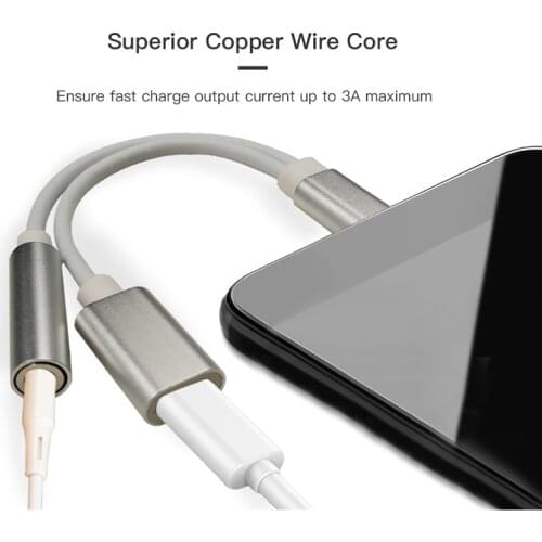 USB-C To 3.5 AUX Audio Cable 2 In 1 USB Type-C To 3.5 Mm Jack Audio Splitter USB C Headphone Cable Charging Adapter Converters