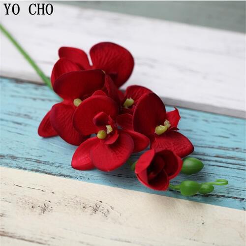YO CHO Violet Butterfly Orchid Flowers Artificial Silk Flower For Wedding Home Party Decoration Diy Arranging Flower Accessories