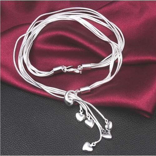 Factory price 925 sterling silver jewelry statement fashion fine silver Taiji five lines rope heart pendant silver necklace X06