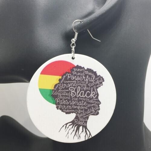 Rasta Woman Wooden Earrings