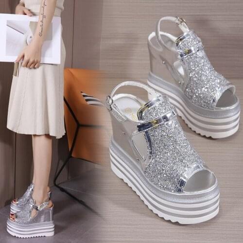 13.5CM Thick Bottom Wedges Womens Sandals 2021 Sexy Summer Woman Shoes Fashion Rome Fish Mouth Increase Within Sandals Pumps