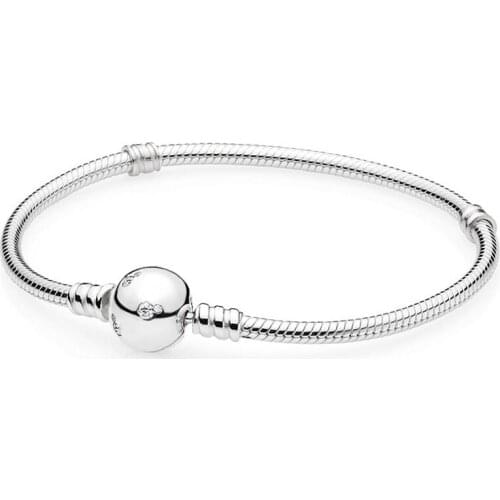 Authentic 925 Sterling Silver Moments Sparkling Mouse Fashion Bracelet Fit Pandora Women Bead Charm Bangle Gift DIY Jewelry