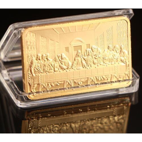 Jesus Gold Bar Coin Square Jesus Last Dinner Collection Art gold plated Bars Coins