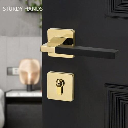 1 Set American Style Zinc Alloy Door Lock Indoor Mute Anti-theft Bathroom Door Handle Lock Furniture Hardware Accessories