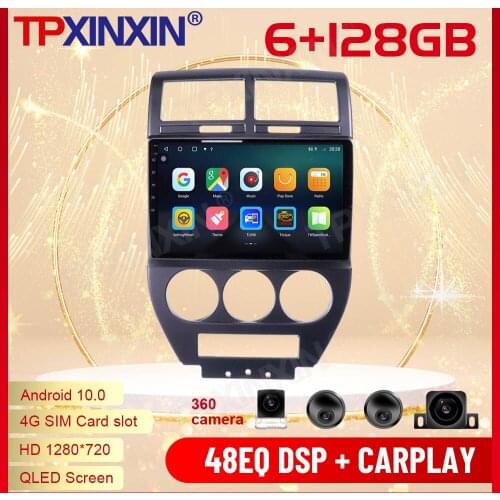 2 Din Carplay Android Radio Receiver Multimedia Stereo For Jeep Compass MK 2006 2007 2008 2009 2010 GPS Navi Recorder Head Unit