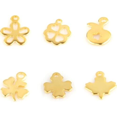 20pcs Stainless Steel Flowers Pendant Plant leaf Pendant Charms Pendants For Making DIY Jewelry Earring Necklace Accessories