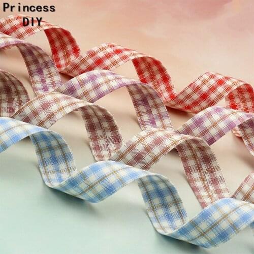 5M 10 25 50mm Preppy British Style Cotton Fabric Tape Uniform Check Ribbon Plaid Trim DIY Hair Bow Tie Collar Hand Craft Materia