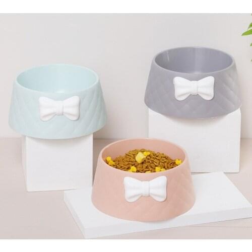 Bowknot pet bowl feeder cat accessories food and bowknot cat and dog supplies animal bowl