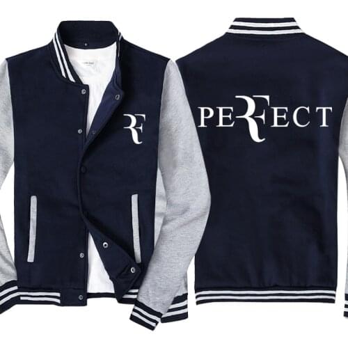 New Spring and Autumn Mens Baseball Jacket Rf Roger Federer Logo No Cap Fashion Cardigan Long Sleeves Sportsweater Hoodies