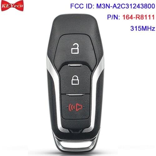 KEYECU for Ford Explorer F-150 F-250 Remote Key Fob M3N-A2C31243800 164-R8111 315MHz