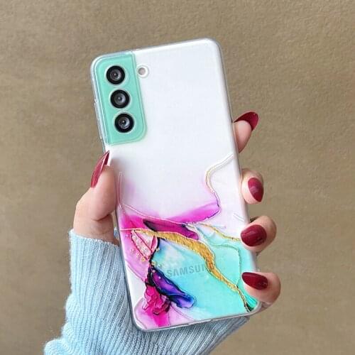 LOVECOM Watercolor Gradient Marble Phone Case For Samsung S21 Plus S21 Ultra S21FE A22 A32 A52 A72 A82 Case Soft TPU Phone Cover