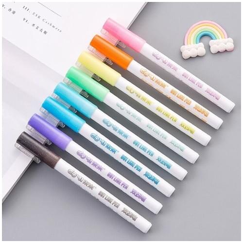 Color Double Line Pen Hand Account Marker Double Line Pen Fantasy Scrapbook Pen Thin Line Pen Hand-painted Stationery Pen