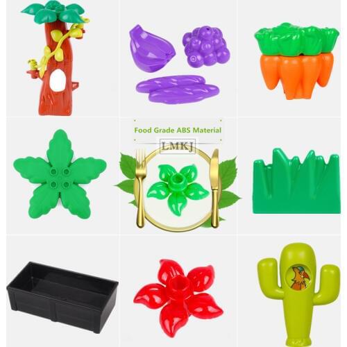Big Size DIY Toys Tree Flower Grass Fruit Hot Dog Building Blocks Accessory Bricks For Children Kids Gift