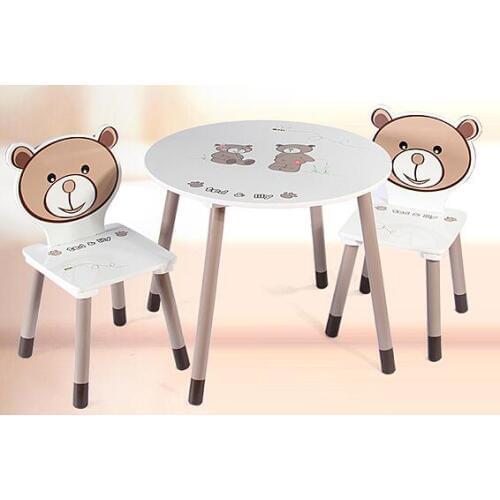 Childrens sofa seat. Solid wood tables and chairs combination. Leather leather single stool