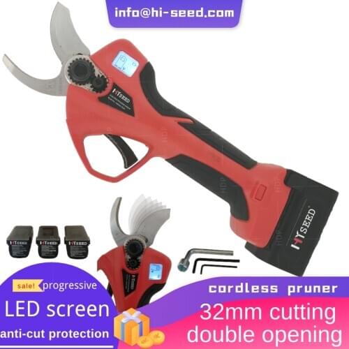HISEED 32G LED Rechargeable Garden lithium battery fruit tree electric pruning shears for coarse branch