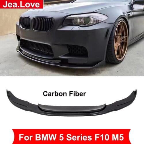 HM Style Real Carbon Fiber Material Front Bumper Lip Shovel Protector For BMW 5 Series F10 M5 2010-2016 Car Tuning Modification
