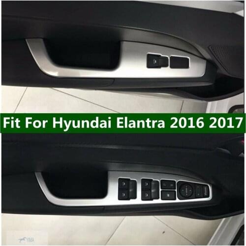 Lapetus Interior For Hyundai Elantra 2016 2017 ABS Inner Door Armrest Window Lift Switch Button Decoration Stickers Cover Trim