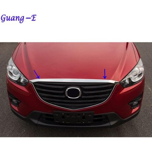 Car Cover ABS Chrome Panel Front Engine Machine Racing Grill Grille Hood Stick Trim Lamp For Mazda CX-5 CX5 2013 2014 2015 2016
