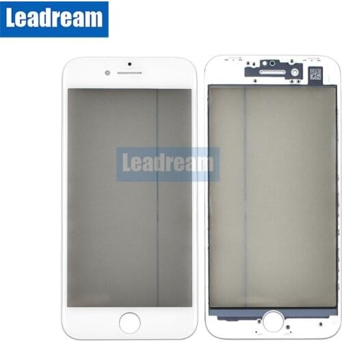 Leadream Free DHL 100pcs For iPhone 7 8 Plus Front Glass + Frame Bezel + OCA + Polarized light 4 in 1 Front Outer Glass Cover