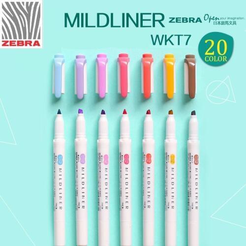 Zebra Mildliner Double-Sided Highlighter - Fine / Bold WKT7 School Office Supply Graffiti Highlighter 1Pcs