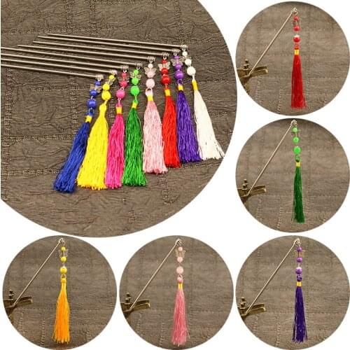 Fashion Hair Forks Retro Style Long Tassels Hairpins Clips Hair Sticks Pearls Bead Step Shake Chinese Wedding Bride Headpiece