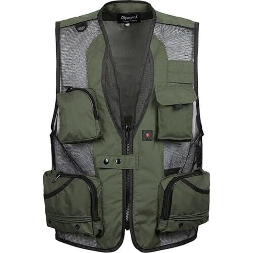 New arrival fashion Spring Autumn Multi Bag Professional Man Photography Vest Mesh Casual Zipper mens plus size XL2XL3XL4XL5XL